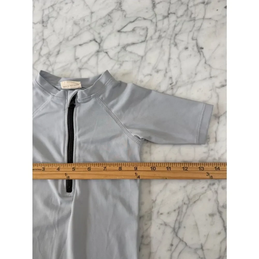 Turtledove Swim Romper Sz 1-2Y SS Rash Guard One-Piece Swimsuit Light Gray